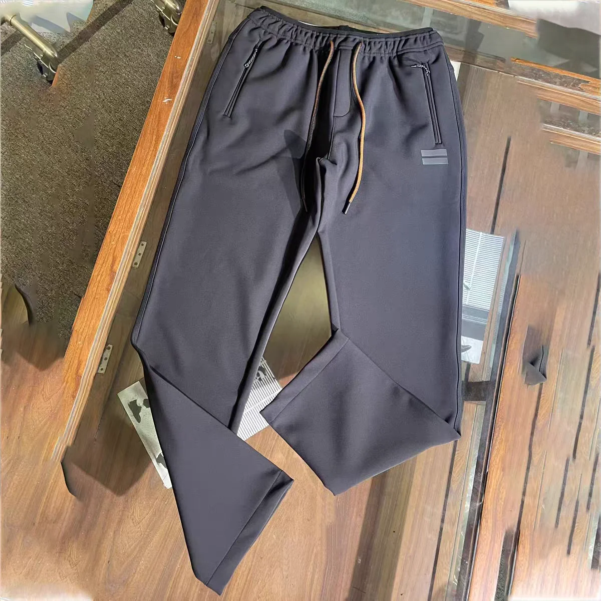 

Faionable Simple Double Bar Sport Running Pants Men's Casual Straight Leg Elastic Waist mid Waist Autumn Season Color