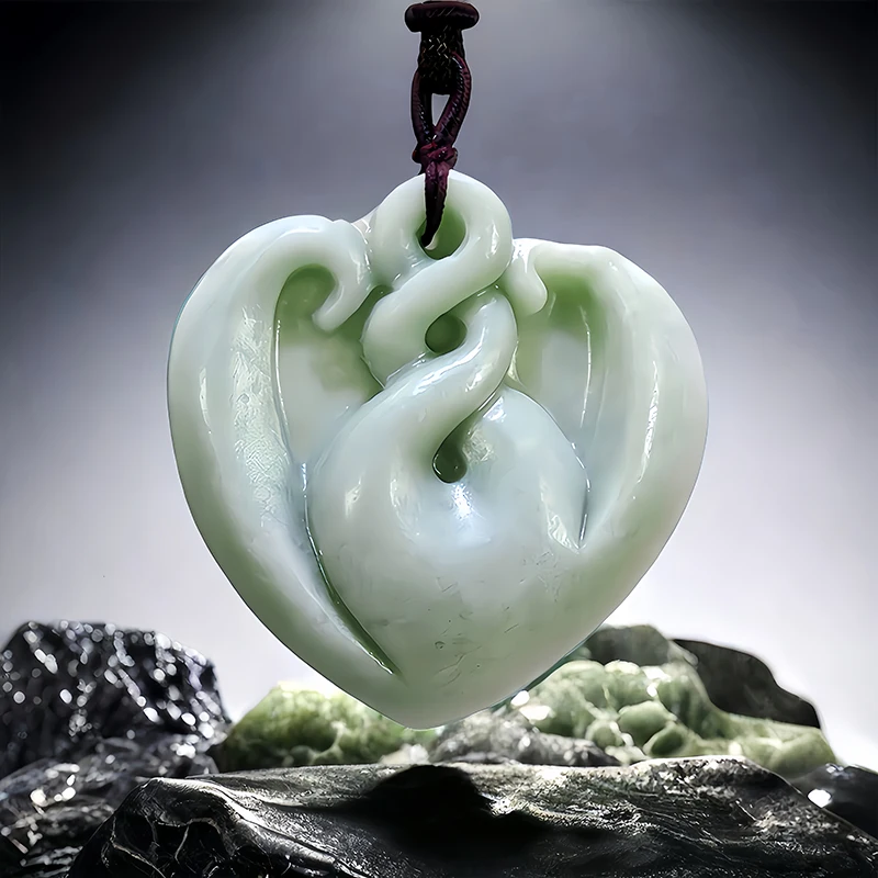 

Green Real Natural Jade Heart Pendant Necklace Accessories Chinese Carved Jewelry Designer Gemstones Charm Stone Talismans