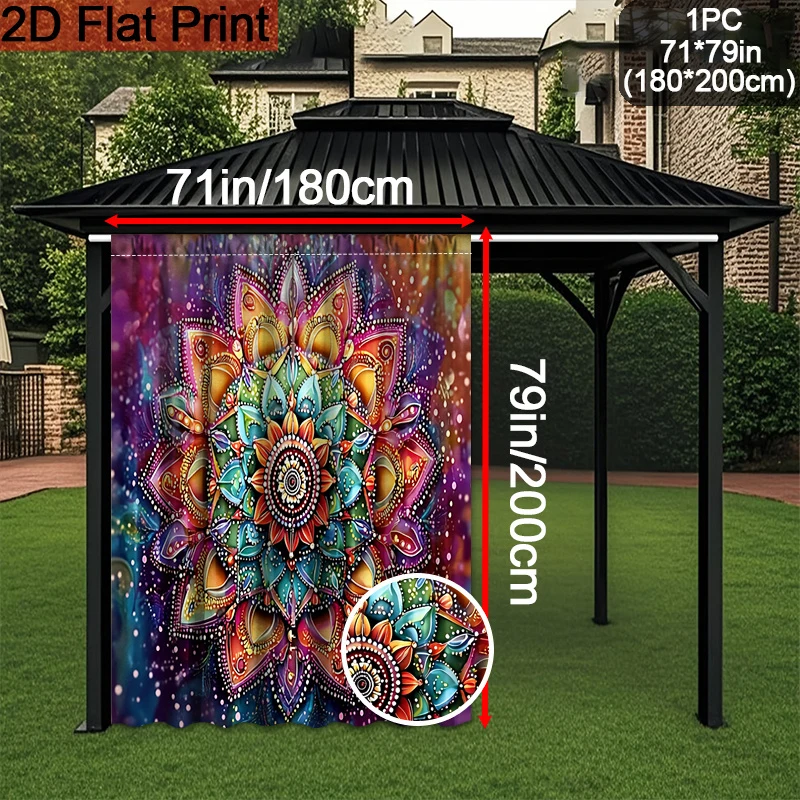 

VIKAMA Boho Mandala Shower Curtain Waterproof Fabric Outdoor Patio Door Window Curtains Bathroom Decor