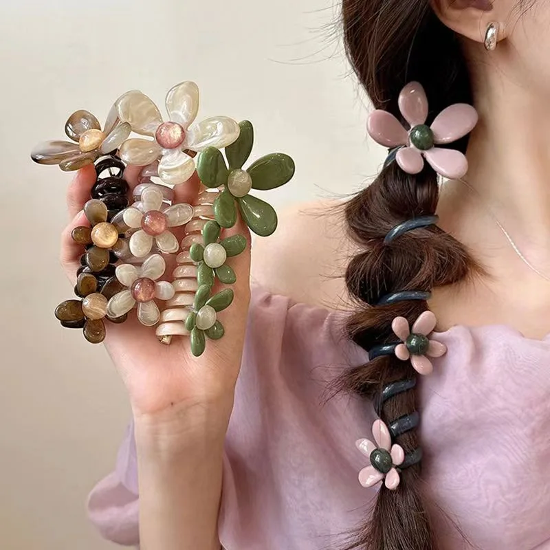 Pearl Flower Bubble Braid Phone Line Hairband Head Rope Female 2024 New High end Ins Straight Braid Artifact