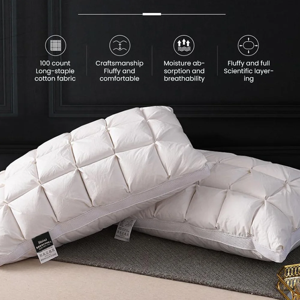 Five-star hotels special down pillow 95 white goose down pillow core soft household cervical vertebrae sleep a pair of adults