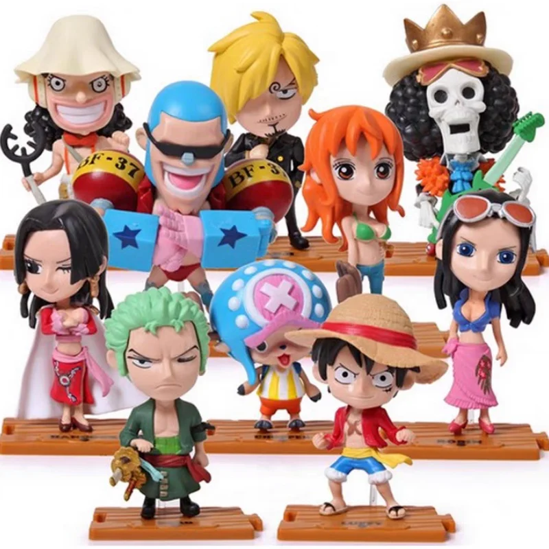

Anime One Piece Figure Luffy Sanji Nami Zoro Ace 9cm Action Figural Kawaii Doll Q Version Car Decoration Pvc Model Kids Toy Gift