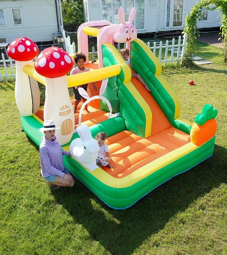 

Household indoor small children's trampoline slide jumping bed inflatable castle naughty castle