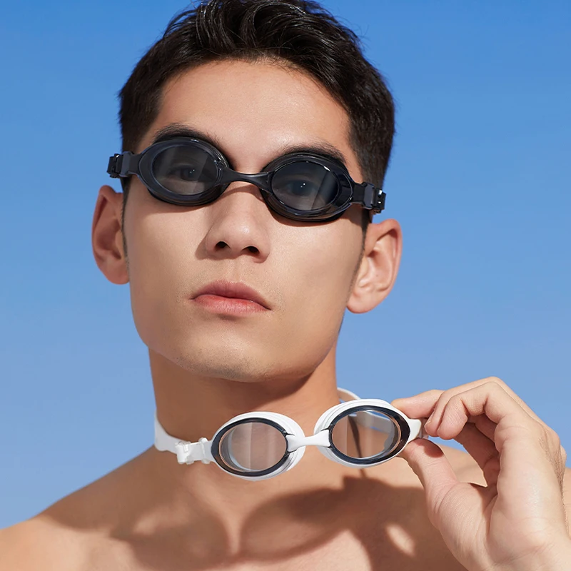 

AquaPlay Professional Adult Swimming Goggles Black White Premium Small Frame Anti Fog Waterproof Adjustable Silicone Strap