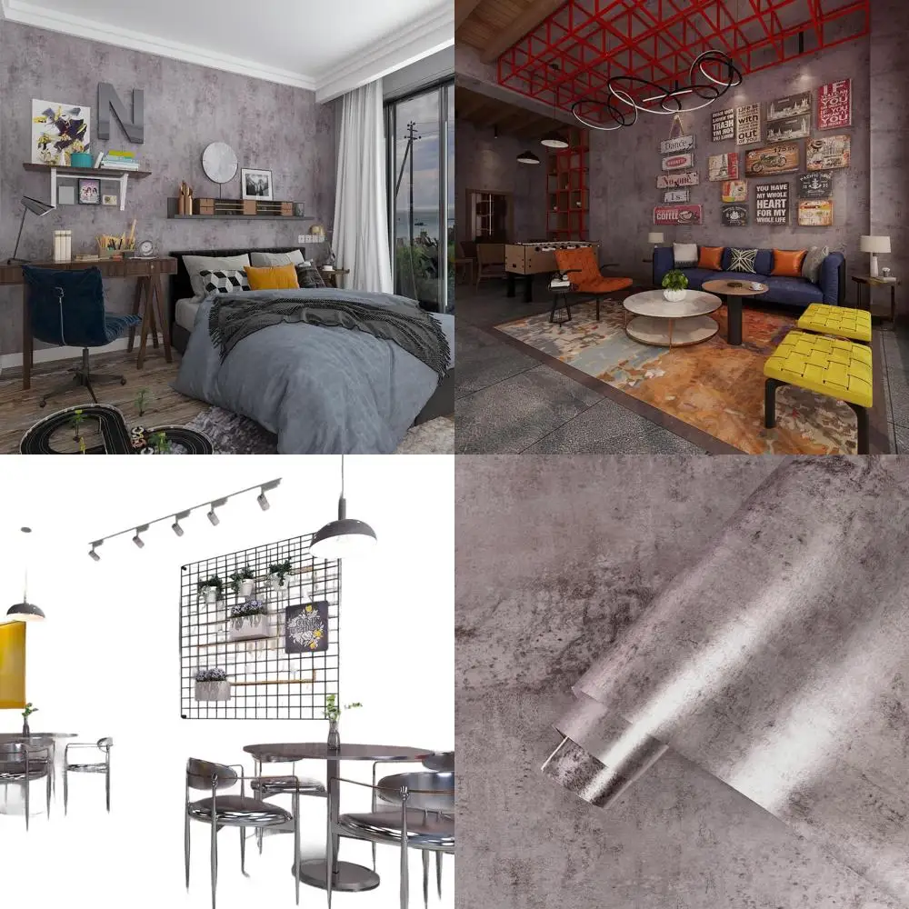 

Обои Silver Metallic Peel and Stick, очень широкий бетонный узор для домашних и коммерческих помещений, 31,5x354