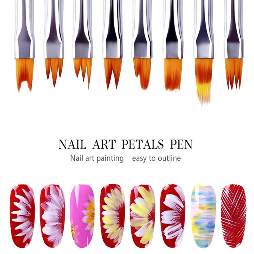 8Pcs Nail Art Petal Painting Pen Painting Drawing for Manicure Design Gel Brush Nail Art Brush Pen Nail Art Tool