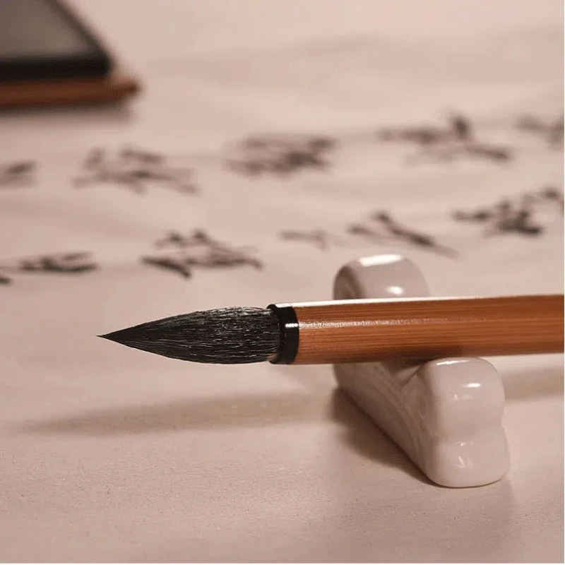 Strength Woolen Hair Calligraphy Brush Running Regular Script Brush Seal Official Yan Style Writing Brush Painting Brush Pen