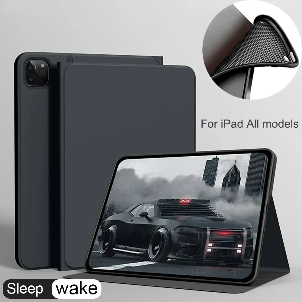 Funda inteligente para Apple iPad Air 2 generación 9,7 Air2 2014 funda protectora de tela agradable para la piel soporte ajustable fundas A1566 A1567