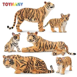 6Pcs Simulation Tiger Family Wildlife Animals Model Toy Mini Tigers Figures Dolls Action Figurines Toys for Children Set Gift
