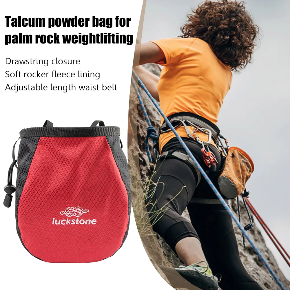 Magnesium Powder Bag Waterproof Polyester Talcum Powder Bag Adjustable Belt Waist Pouch Tear Resistance for Outdoor Climbing