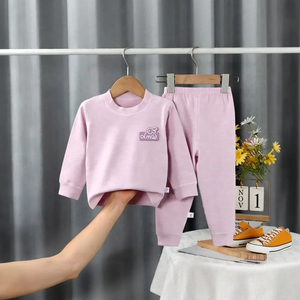 Kids Colored Cotton Thermal Underwear Set Boys Girls Warm Homewear Base Layer New Season