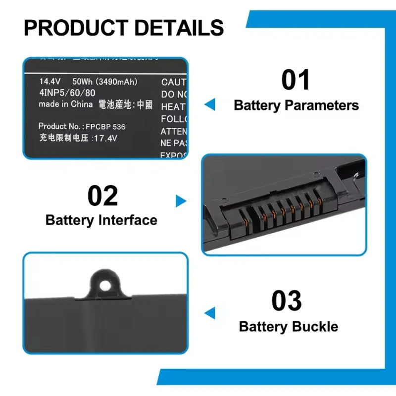 FPB0340S 14.4V 3490mAh 50Wh FPCBP536 Replacement Li-ion Battery for Fujitsu LifeBook U937 U938 U939 U9310 E548 Laptop Battery