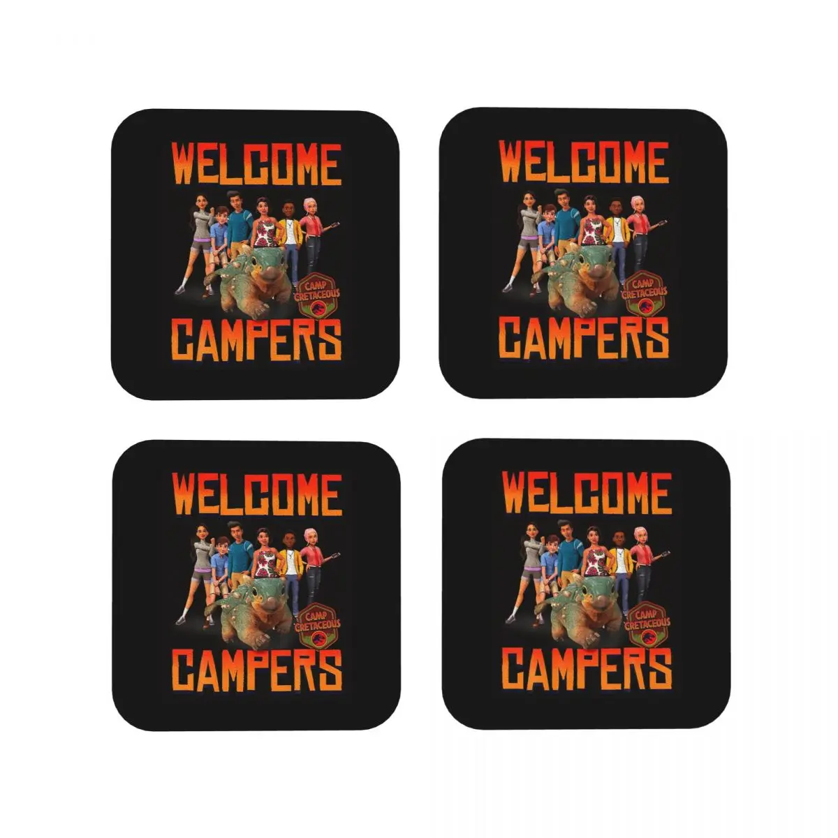 Jurassic World Camp Cretaceous Welcome Campers Group Coasters Coffee Mats Mug Cup Placemats Tableware Pads for Home Dining Bar