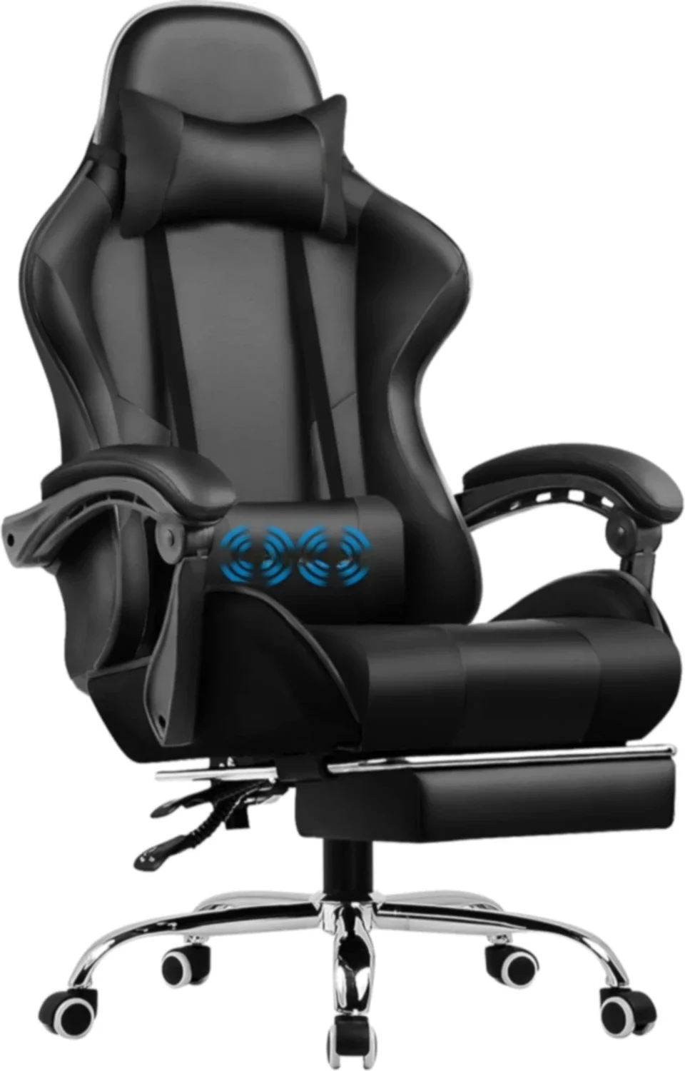 Gaming Chair,with Footrest and Lumbar Support, Height Adjustable Game Chair with 360°-Swivel Seat and Headrest and for Office