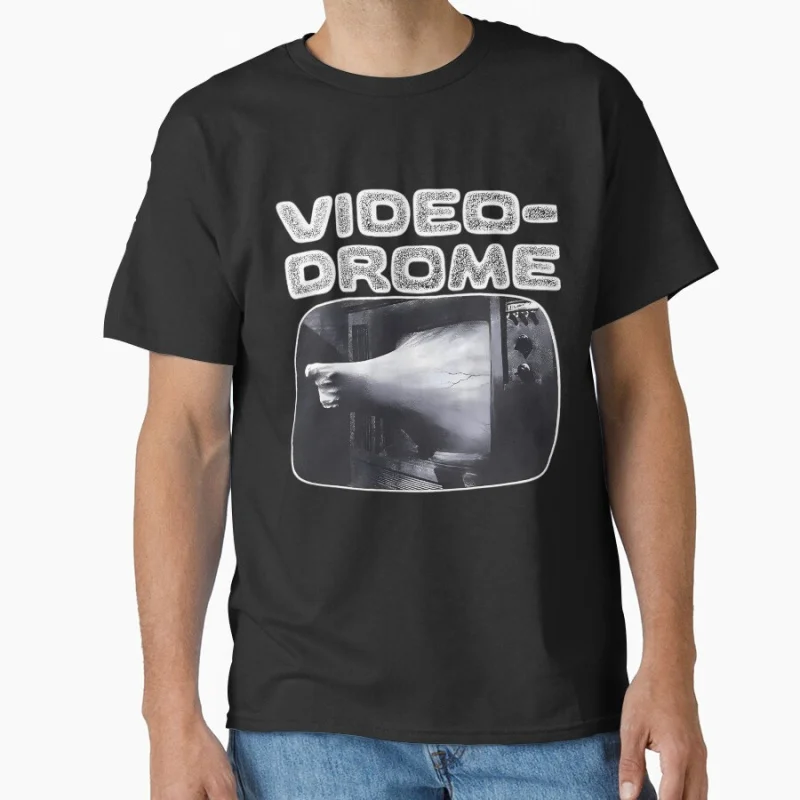 

1129 Horror Movie Videodrome Vintage Scary Halloween gift T shirt Large size Tops Retro Graphic Print Clothes 100% Cotton Tee