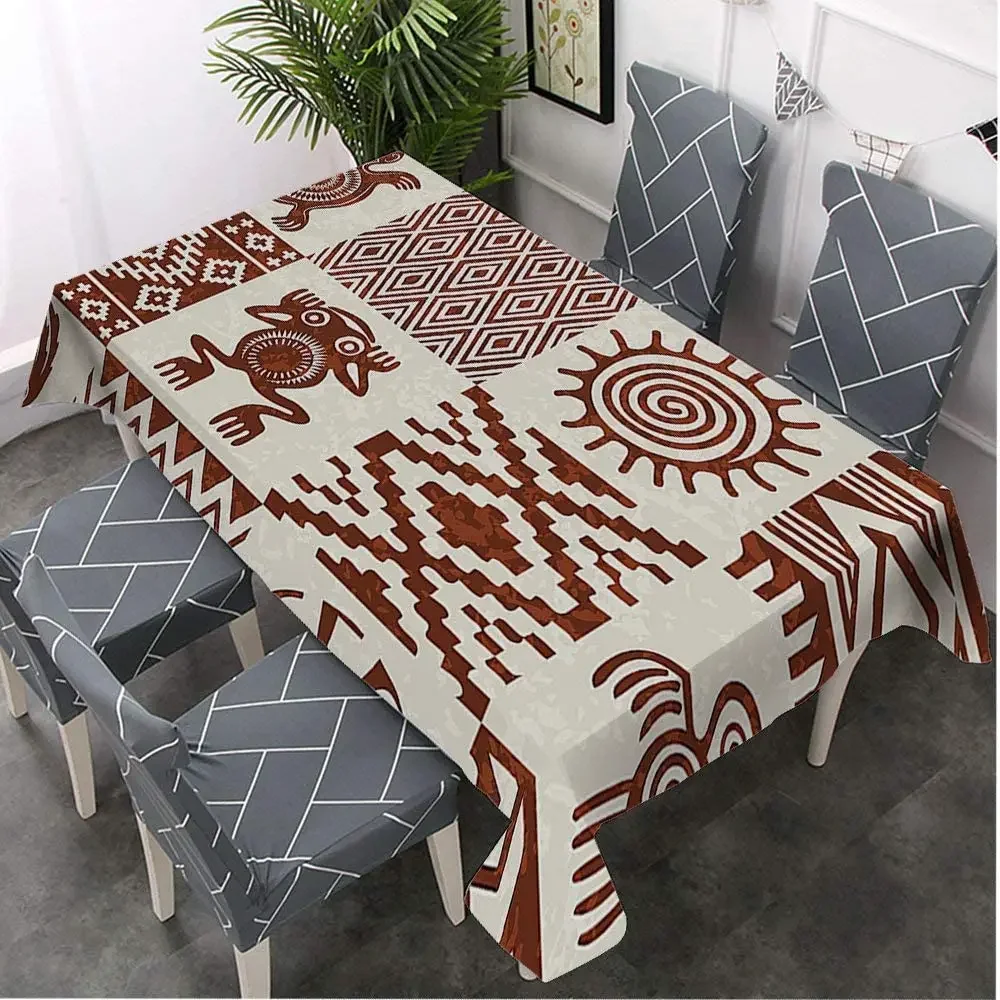 Decorative Rectangle Table Cloths Southwestern Frames With Ethnic Redwood And Eggshell For Dining Bbq Picnic