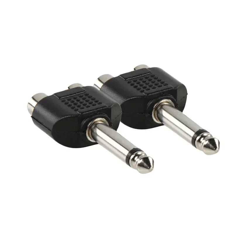 6.35mm Mono 1/4 Inch Male Plug To Dual RCA Female Y Splitter Connector Audio Adapter Converter For KTV Speaker Sound