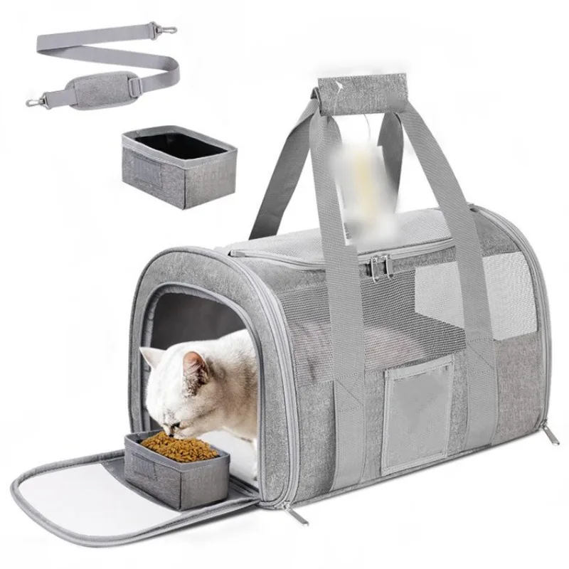 

Breathable Cat Bag Foldable Mesh Cat Bag Portable Travel Outgoing Cats Carriers Outdoor Pet Handbag Carrier with Folding Bowl