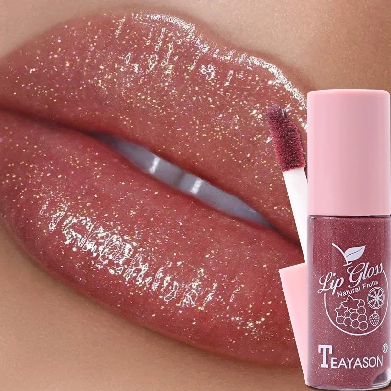 Mirror Glitter Lip Gloss Peach Pink Jelly Plumper Lipsticks Waterproof Lasting Moisturizing Sexy Lip Tint Cosmetics 10 Colors