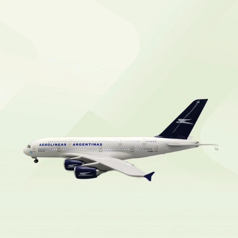 1:160 Scale 47cm Large 380 Airplane Model Argentina Airbus A380 Aircraft Model Die-cast Aircraft with LED Lights For Collector