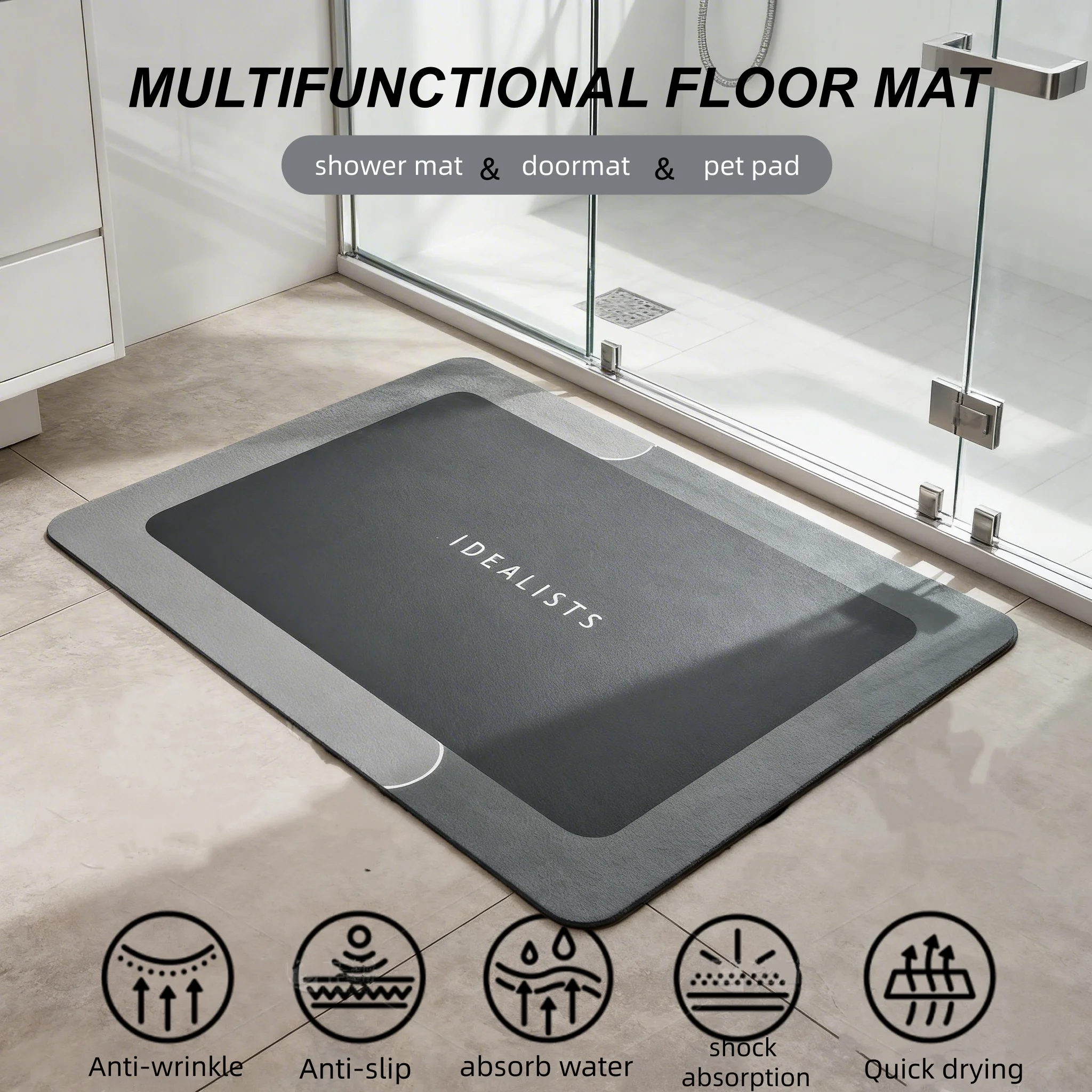 

Коврик для ванной из диатомитовой земли, супервпитывающий, быстросохнущий, мягкий напольный коврик, нескользящий придверный коврик, офисный коврик, коврик для животных