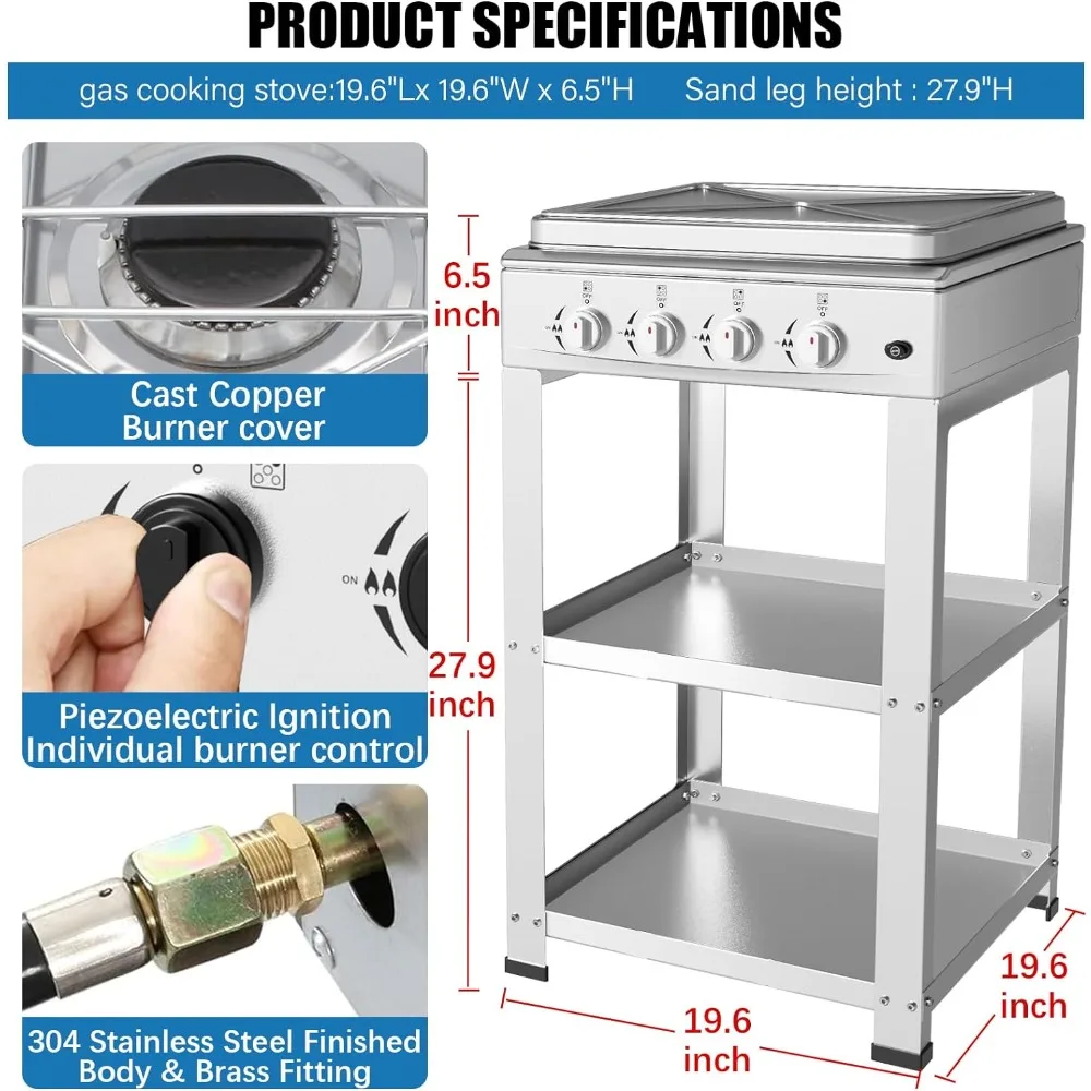 Extra Large Charcoal BBQ Grill, Support Leg Stand and Wind Blocking Cover, Outdoor Cooking Grill.