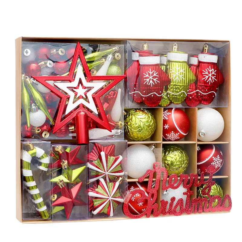 

70Pcs Plastic Tree Top Star Christmas Ball Set DIY Christmas Gifts Christmas Tree Ornament Painted Xmas Ornament Ball