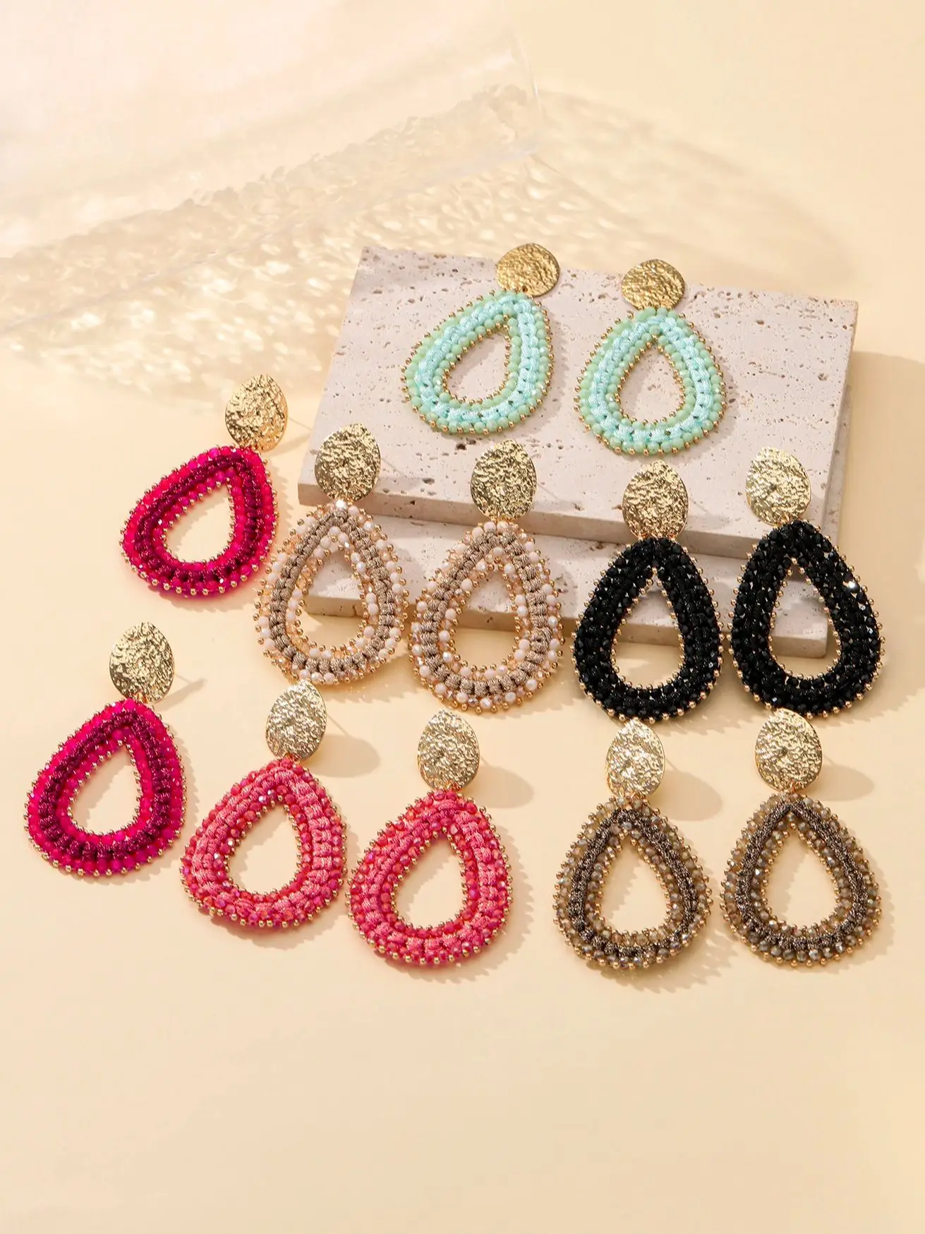 INKDEW Große Wasser Tropfen Form Tropfen Ohrringe Für Frauen Bunte Perlen Handgemachte Threading Kristall Lange Ohrringe Schmuck Geschenk EA144