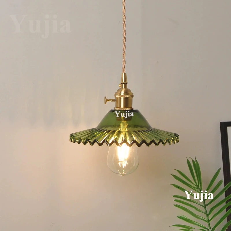 Multi-Style Nordic Pendant Lamp Green Glass Ceiling Lighting Kitchen Island Hand Brass Hanging Light Fixtures for Dining Room