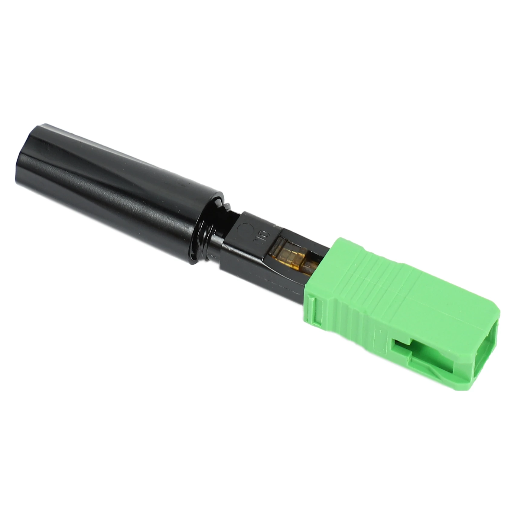 Conector rápido integrado Ftth, Conector de fibra óptica de plástico verde SC/APC, 10 piezas