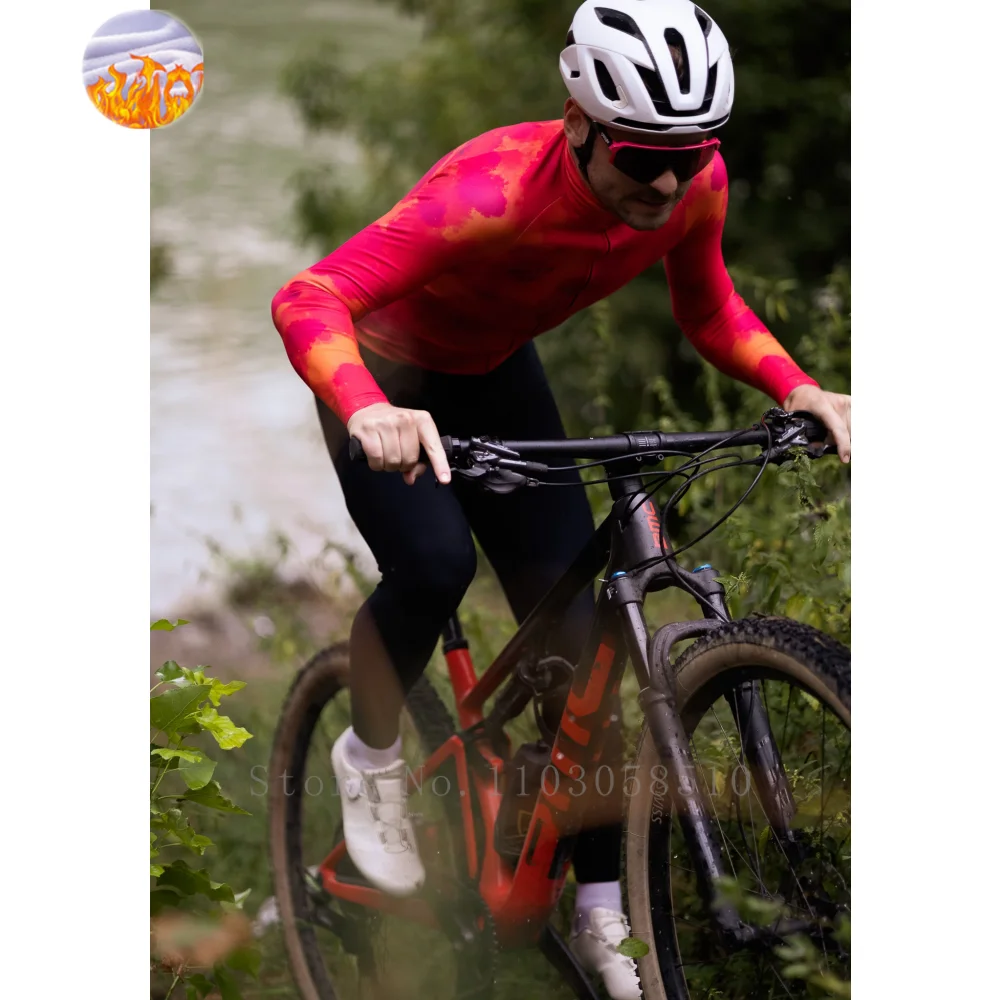 RH77 Hot Selling Winter Long Sleeve Cycling Jerseys Bike Tops For Men Thermal Fleece Bicycle Shirts Pro Team Racing Clothing