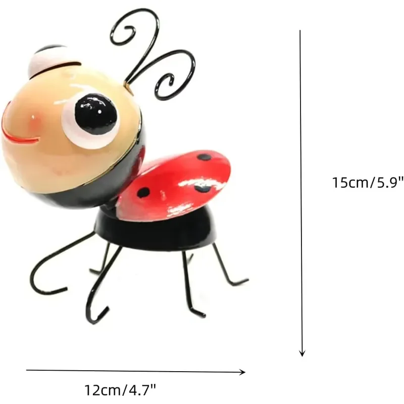 Cute Metal Ladybug Statue Outdoor Garden Decoration for Family Courtyard Park Lawn and Fence Ornament Yard Art Sculpture