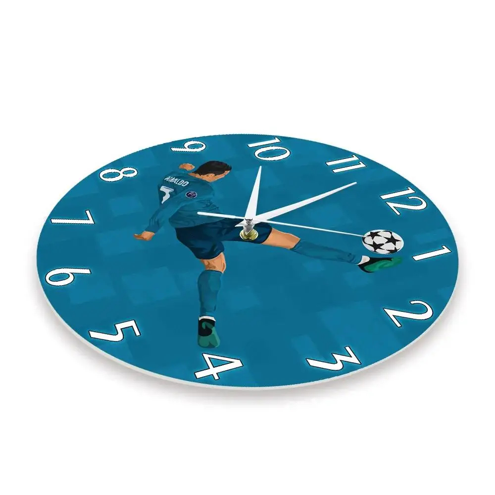 Ronaldo Moment Overhead Kick Artwork Decorative Wall Clock For Boy Room Football Iconic Timepieces Wall Watch Football Fans Gift