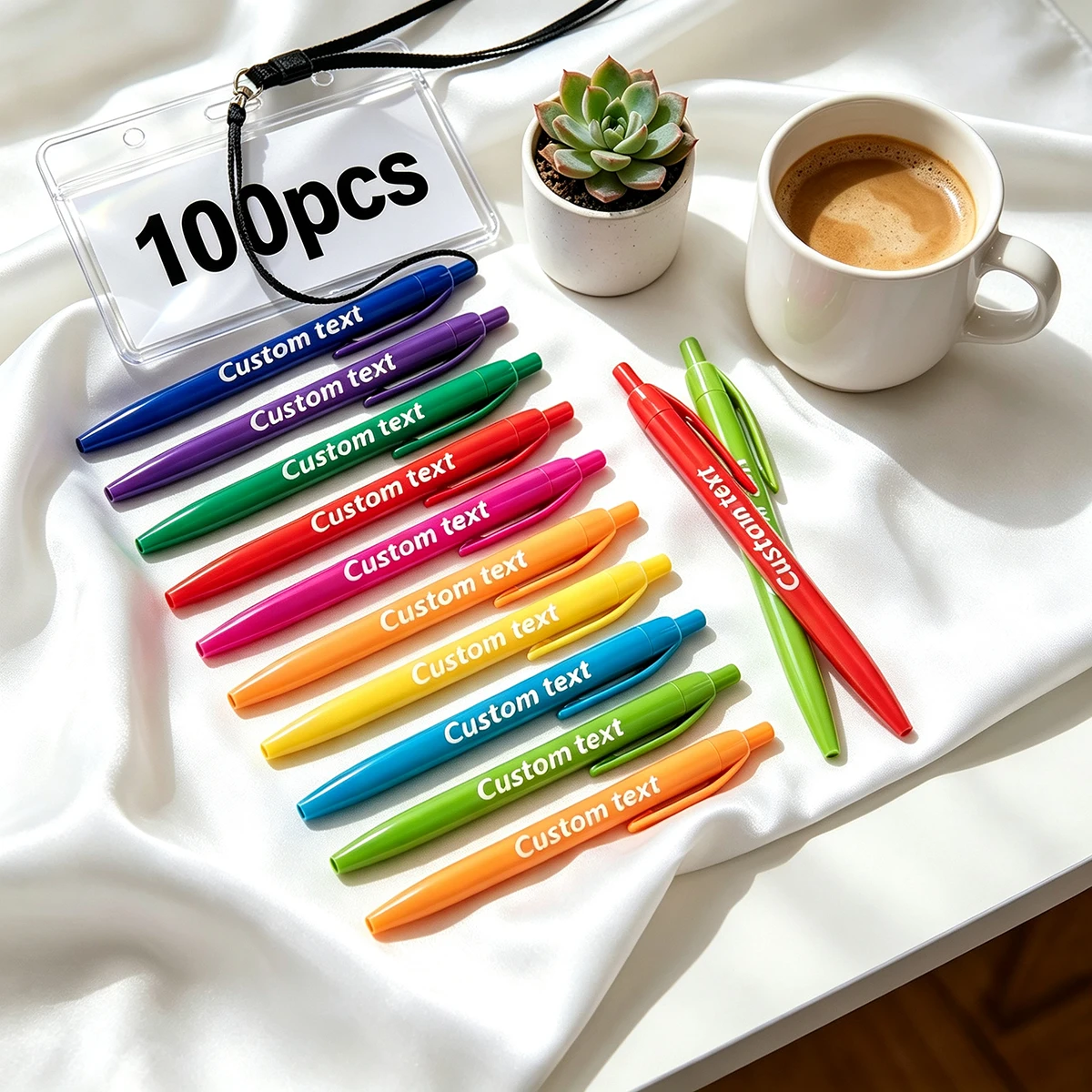 100/200pcs Customizable Text Push-Pen Smooth Writing Mixed Colors Business Gifts Exhibition Promotional Campus Event Commemorati