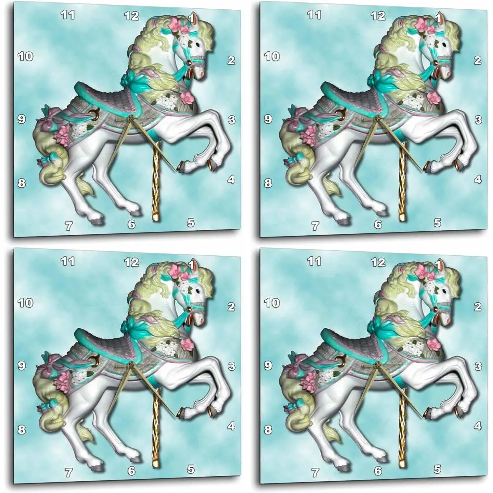 

15 Blue Carousel Horse Wall Clock, 15 x 15