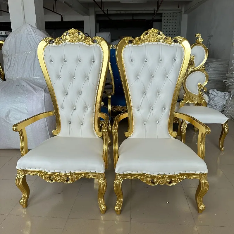 Solid wood hotel chair bride and groom wedding scene decorative chair high back  king chair