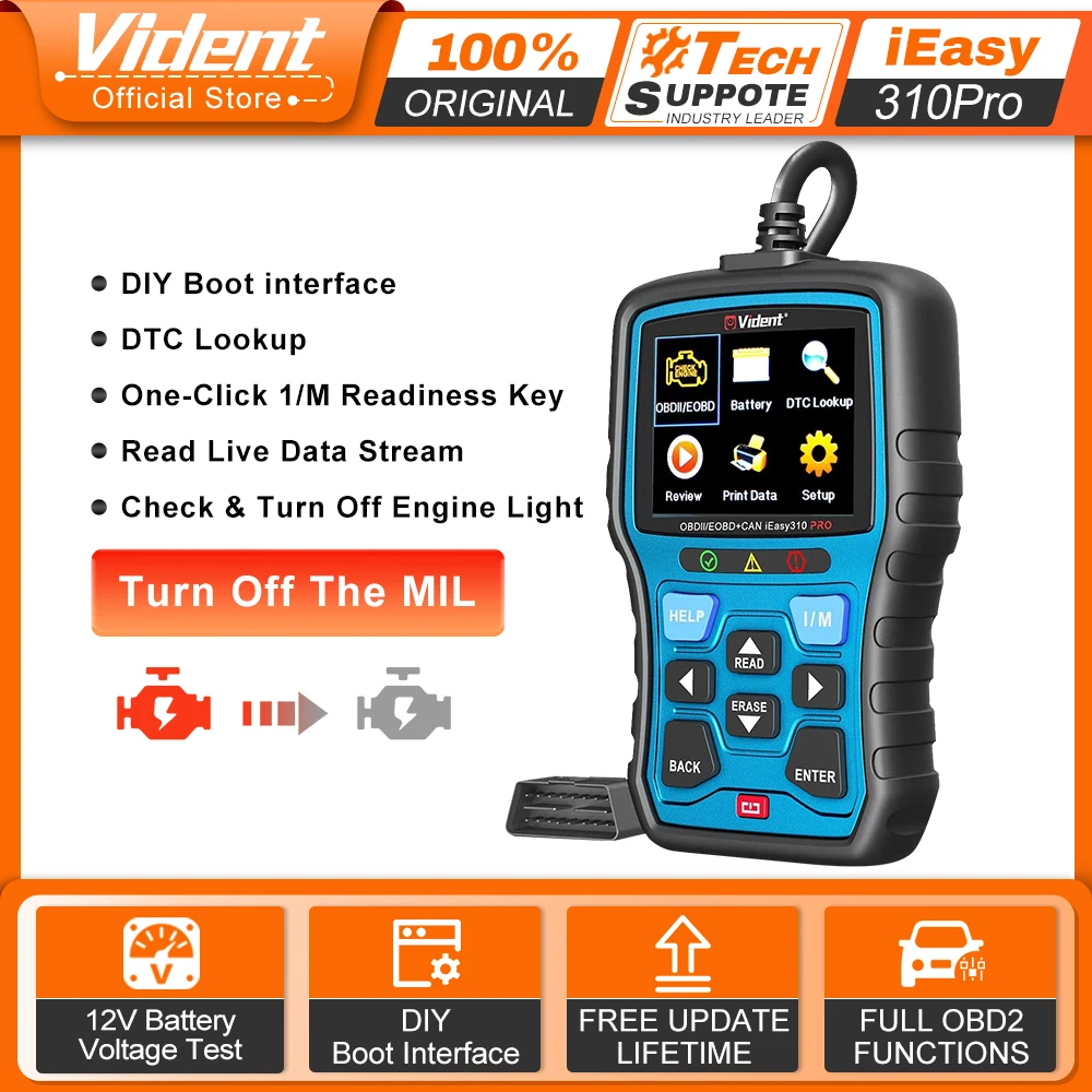Vident iEasy310Pro Car Obd2 Scanner Auto Fault Code Reader Enhanced Engine Scan Tool Battery Voltage Tester