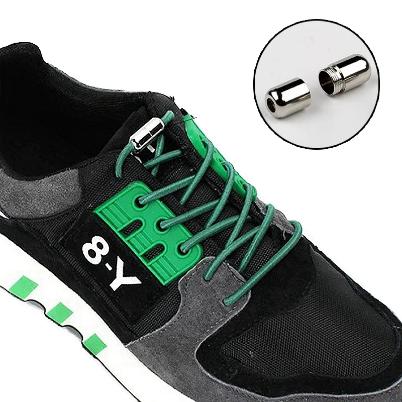 Fashion Elastic Lock Shoe Laces No Tie Shoelaces New Simplicity Round Metal Tip Shoelace Leisure Quick Sport Shoe Laces Unisex