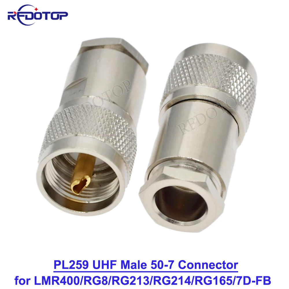 

2Pcs/Lot UHF PL259 Male/UHF SO239 Female 50-7 UHF RF Coax Connector Mount for LMR400/RG8/RG213/RG214/RG165/7D-FB Cable