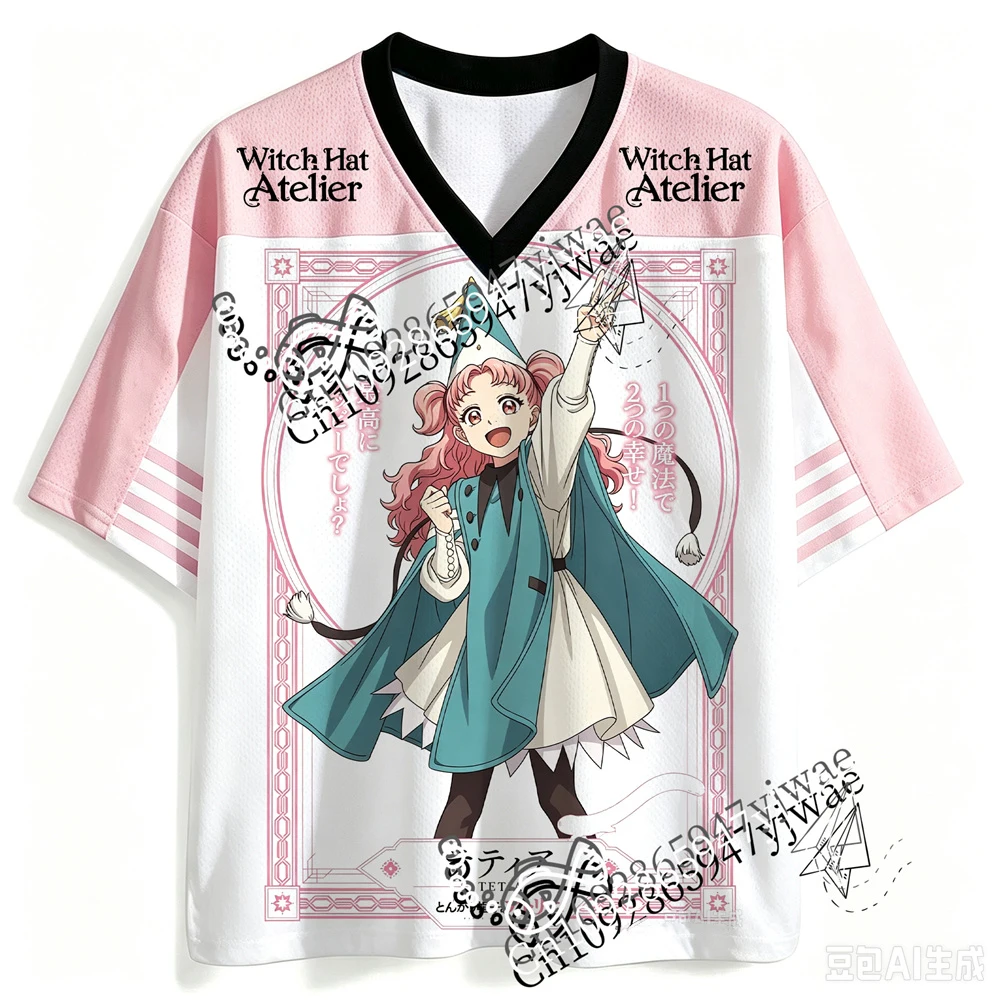 2026 Witch Hat Atelier Anime Coco Tetia Qifrey Agott Graphic Jersey V-Neck Streetwear Fan Tee Summer Men Women Beach T-shirts