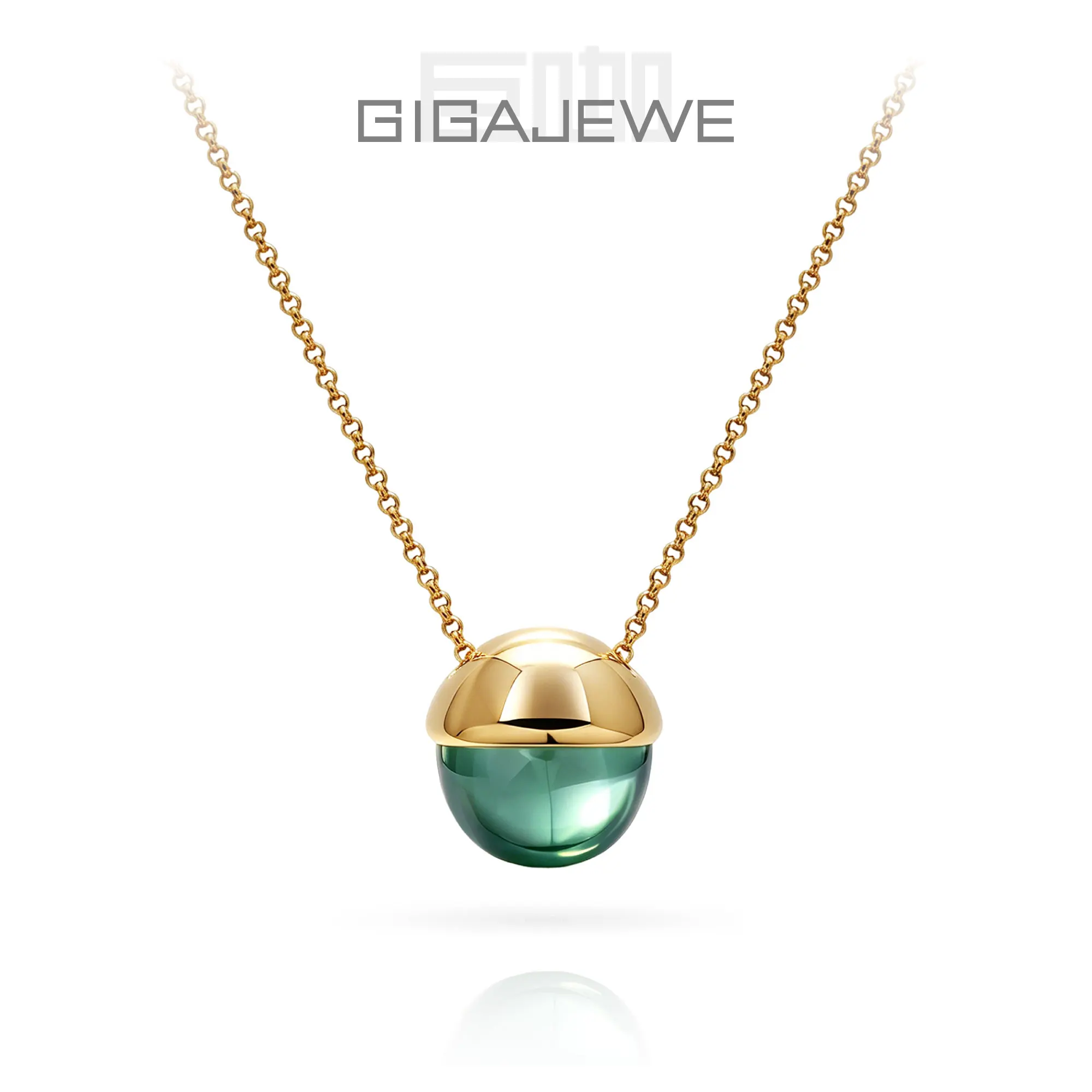 GIGAJEWE Genuine 10ct Blue Moissanite Acorn Pendant 925 Sterling Silver Necklace Acorn Cut Moissanite Charm Birthday Gift