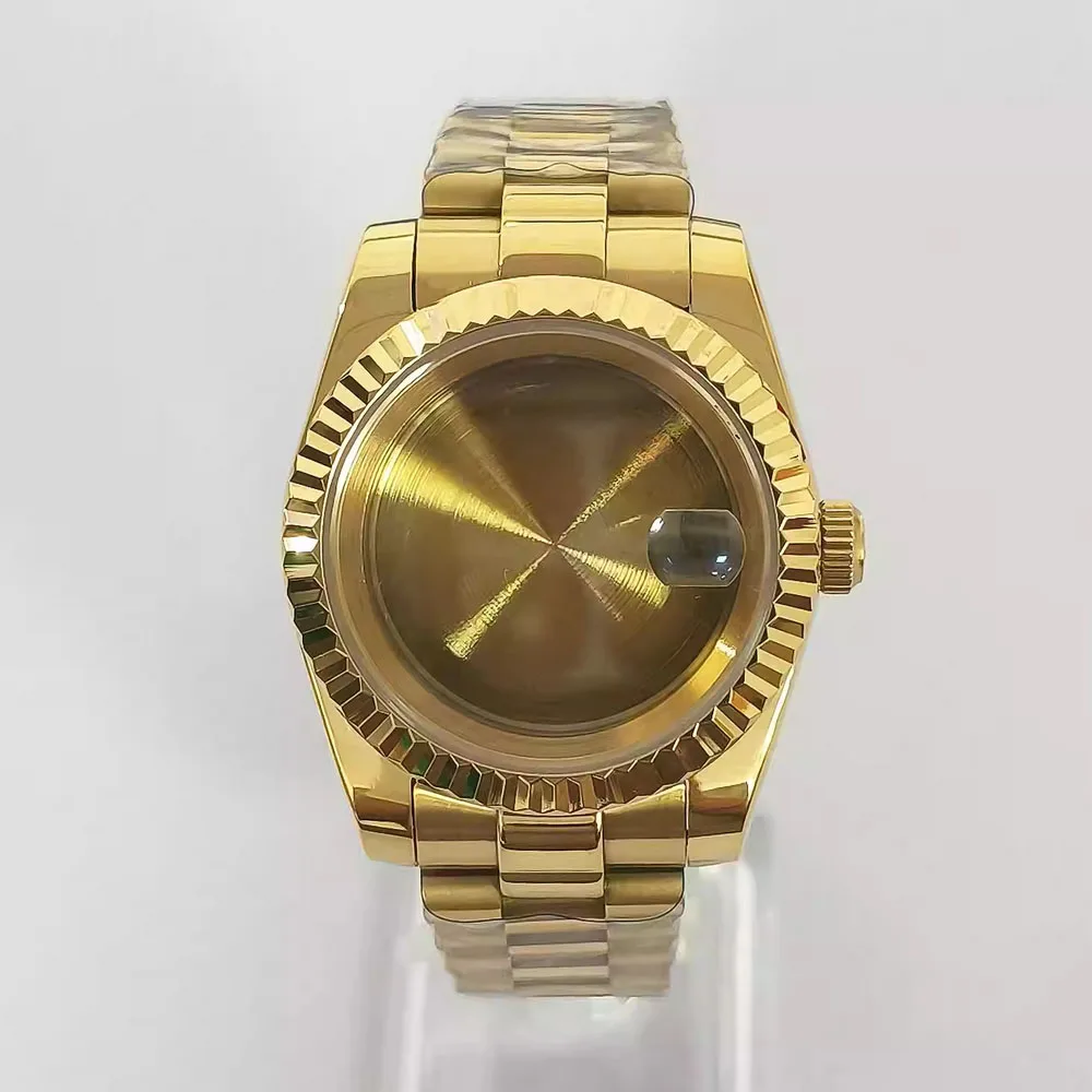 حافظة ساعة 36/39 ملم، هيكل من الفولاذ المقاوم للصدأ NH35 مجموعة حزام الساعة، لحركة NH35 NH36، غلاف الساعة + سوار، قرص مناسب 28.5 ملم