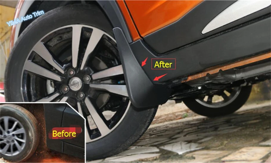 Car Styling Front & Rear Mud Guard Mudguards Splash Flaps Cover Trim For Nissan Kicks 2016 - 2023 Plastic Interior Accessories