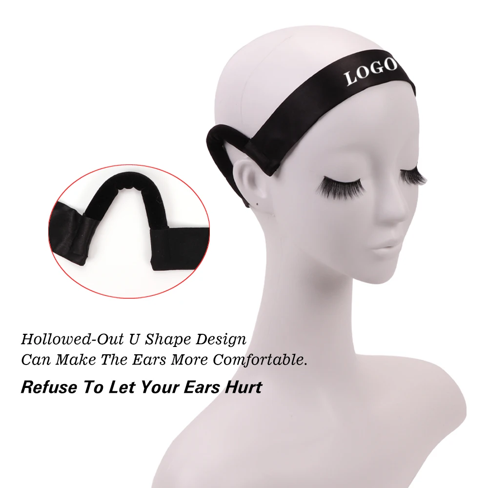 30 pçs novo material de cetim peruca elástica com proteção de orelha logotipo indolor faixa de fusão de renda para senhor bordas peruca ferramentas de estilo