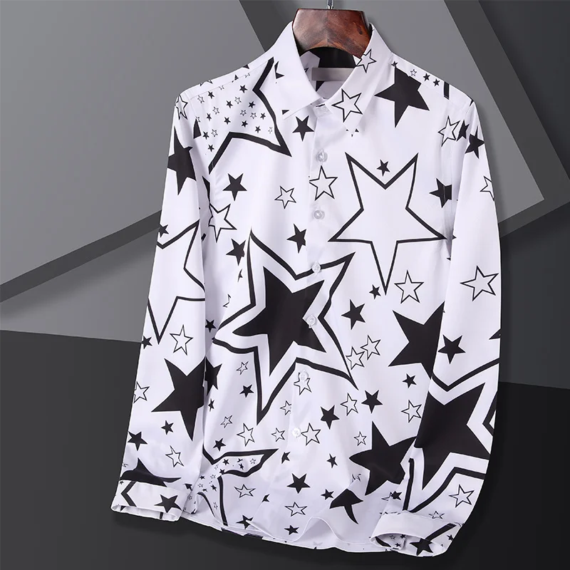 Brand 2022 Fashion Mens Shirtrs New Long Sleeve Turn-Down Shirt Men Slim Fit Casual Business White Shirts Men Clothing