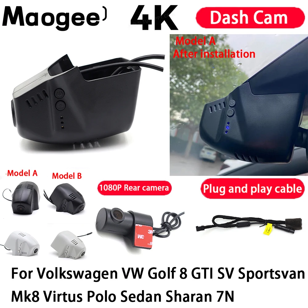 Cámara de Video para Auto 4K Plug and Play con Visión Nocturna para Volkswagen VW Golf 8 GTI SV Sportsvan Mk8 Virtus Polo Sedan Sharan 7N