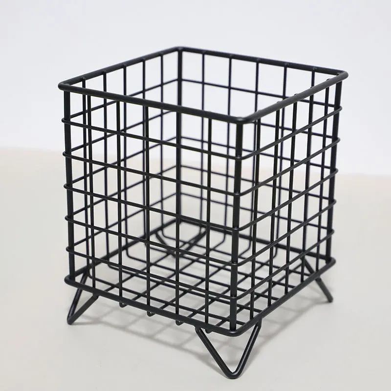 Metal Basket Desk Organizer Iron Basket Makeup Organizer Desktop Storage Basket Home Office Storage Cosmetic Sundries Container