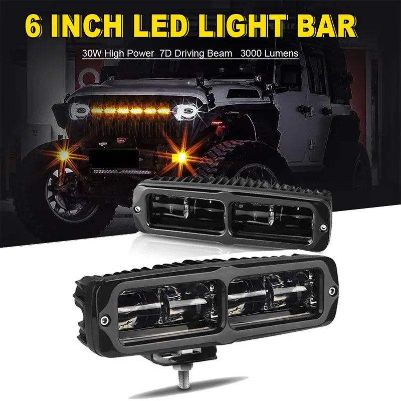 6 Inch 7D Led Work Light Bar Offroad Driving Running Light Fog Lights For Motorcycle Car 4x4 Atv Suv Truck Tractor 12v 24v