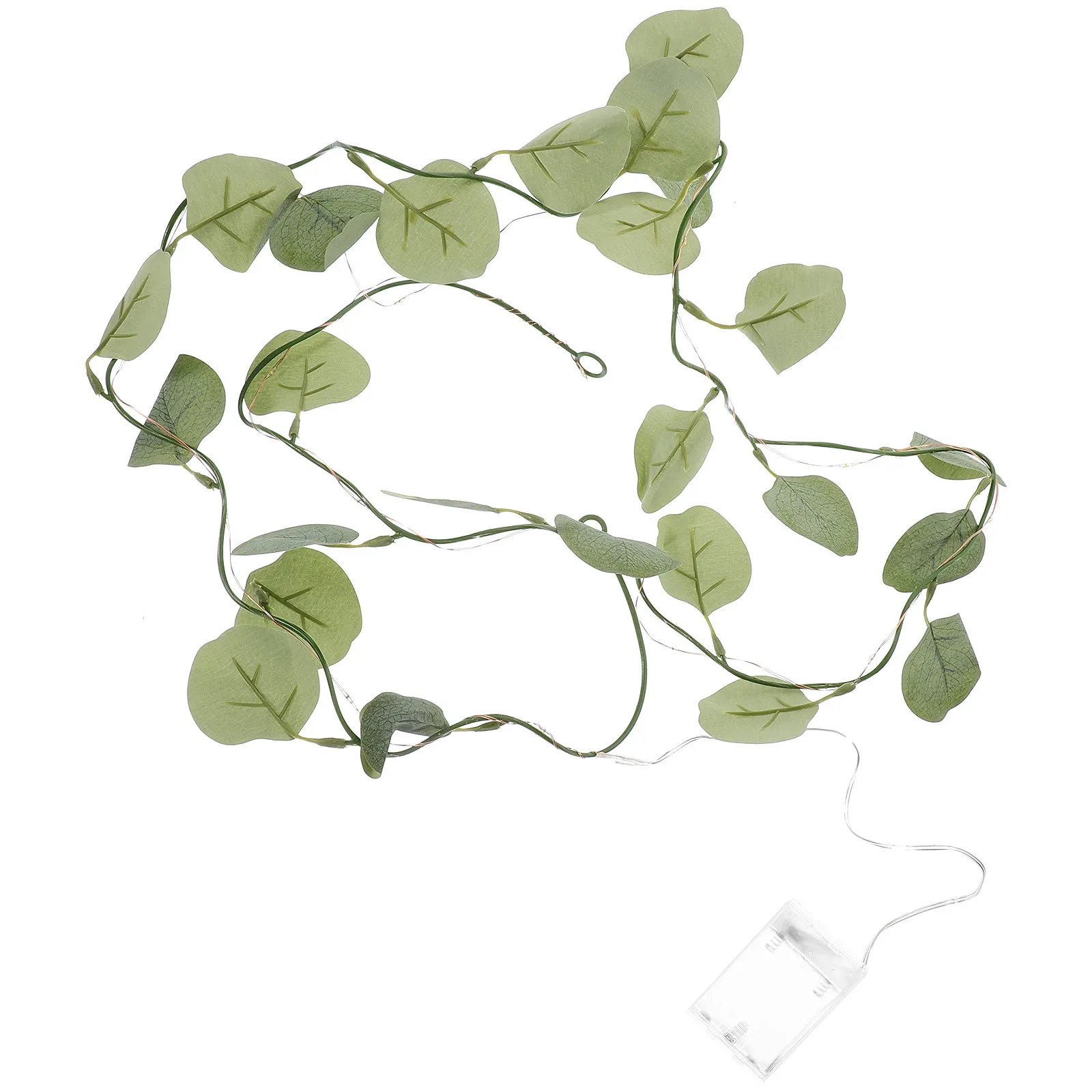 2 m künstliche Eukalyptusblätter-Lichterkette, 20 LEDs, dekoratives LED-Licht, warme Beleuchtung, grüne Innenlampe, grüne Weinrebenlampe