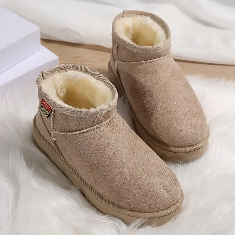 2024 High Quality Ladies Shoes Slip-on Women\'s Boots Fashion Round Toe Daily Boots  Women Winter Short Plush Solid Snow Boots